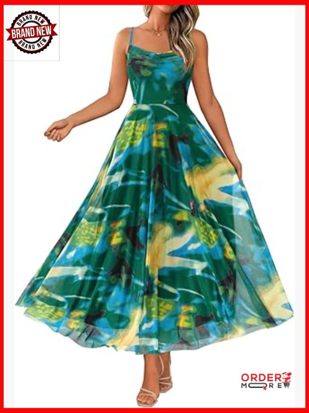 Elegant Spaghetti Strap Floral Maxi Dress for Women